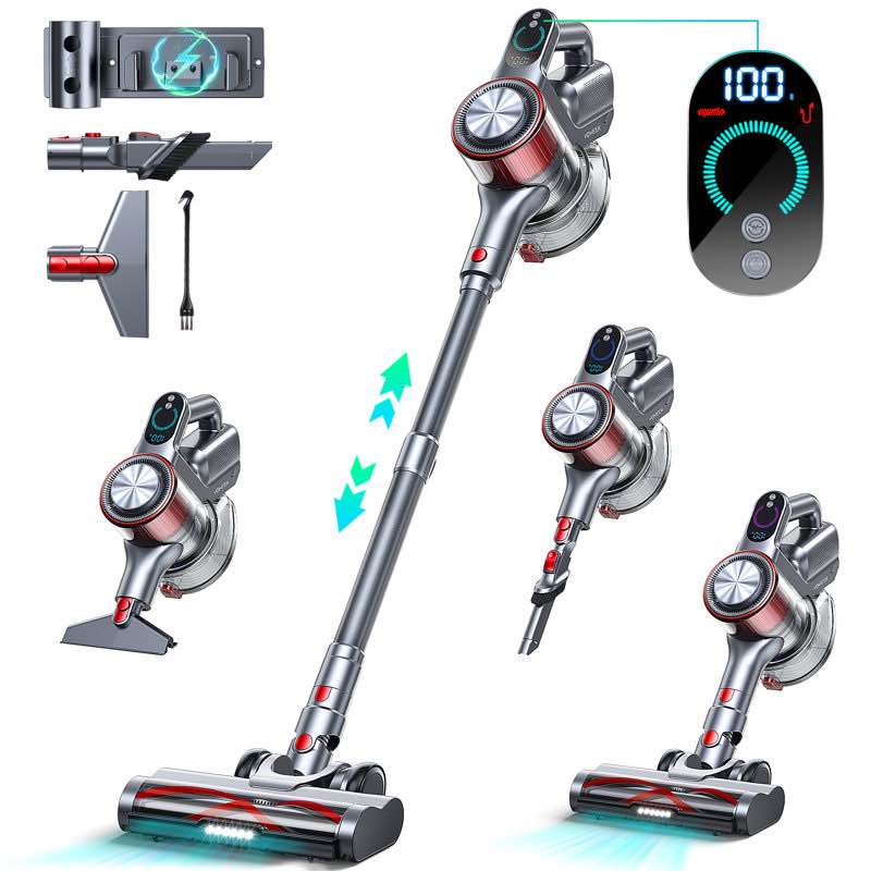 Cordless Vacuum Cleaner,Stick Vacuum Cleaner With Touch Screen,Handheld Vacuum Cleaners for Home Pet Hair Carpets Hard Floors,400W 35KPA 45Mins 1.2L Large Capacity,Wall Mount Charging, Self-Standing