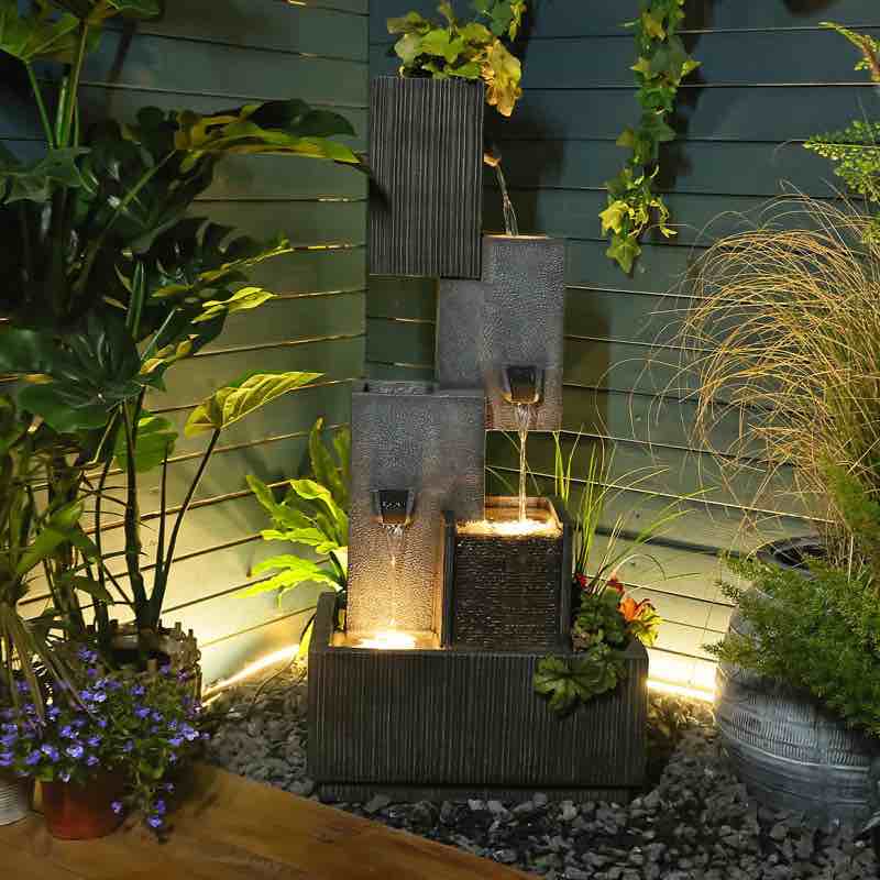 Muneeza Hand Crafted Weather Resistant Floor Fountain with Light