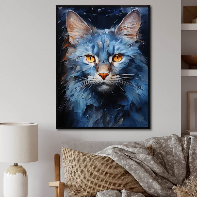 Cat Blue Eye Reflection III - Cat Canvas Print