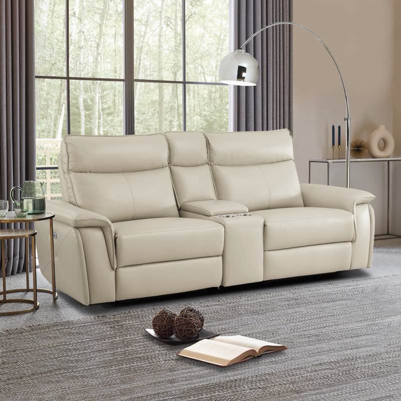 ( incomplete box 1 off 6 ) Enjolie 93.5" Genuine Top Grain Leather Power Reclining Loveseat