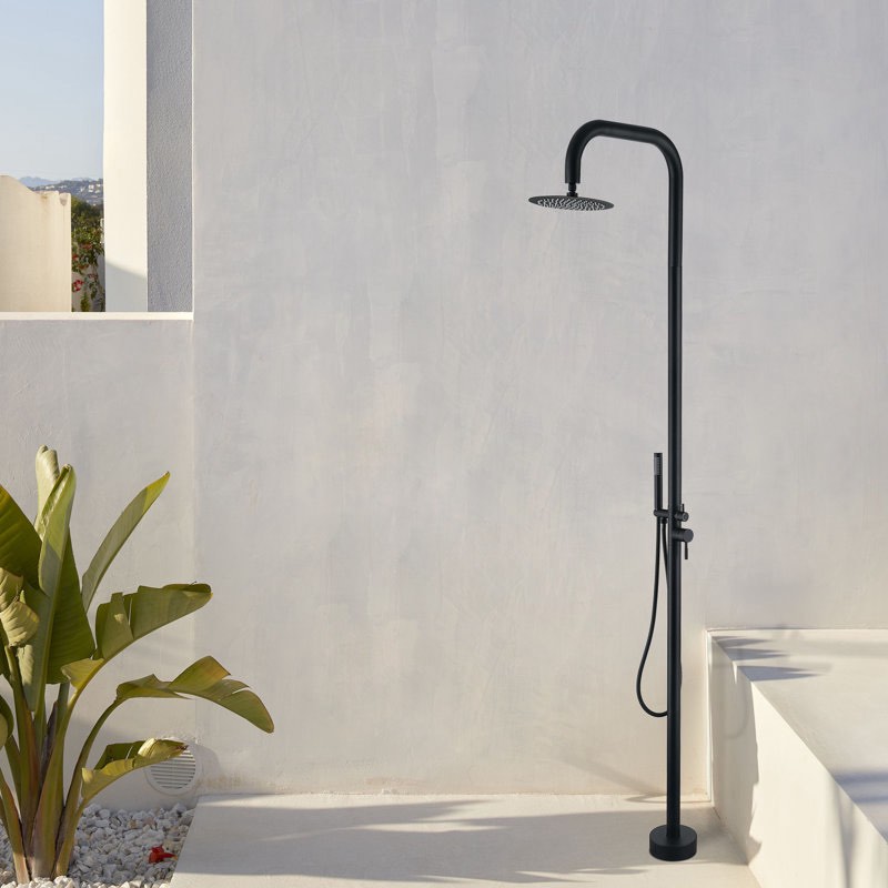 88.58'' H 304 Stainless Steel Freestanding Outdoor Shower with Detachable Rain Shower Head and Hand Spray