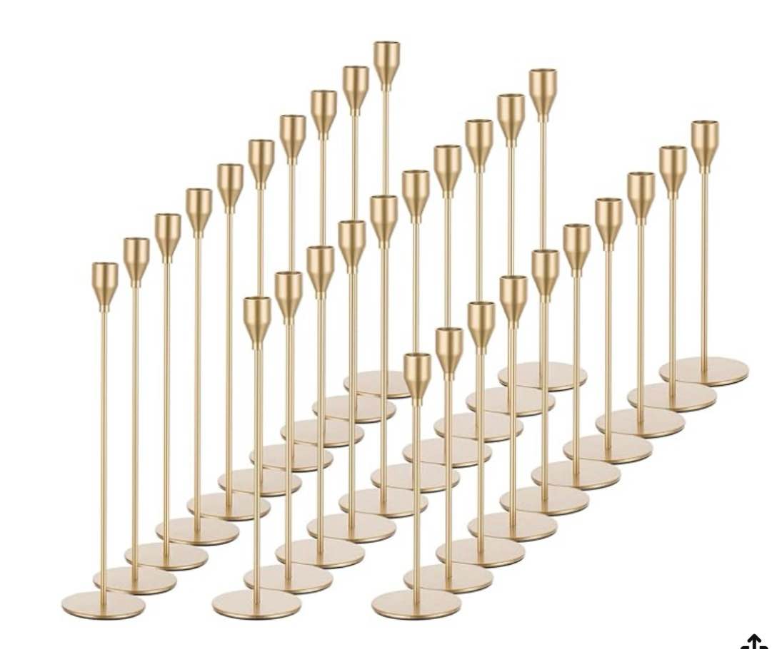 candlestick candle holders gold taper: candeldo tall brass candles stick holder decor set of 30 dinning table centerpiece vintage metal candle stand wedding decorations