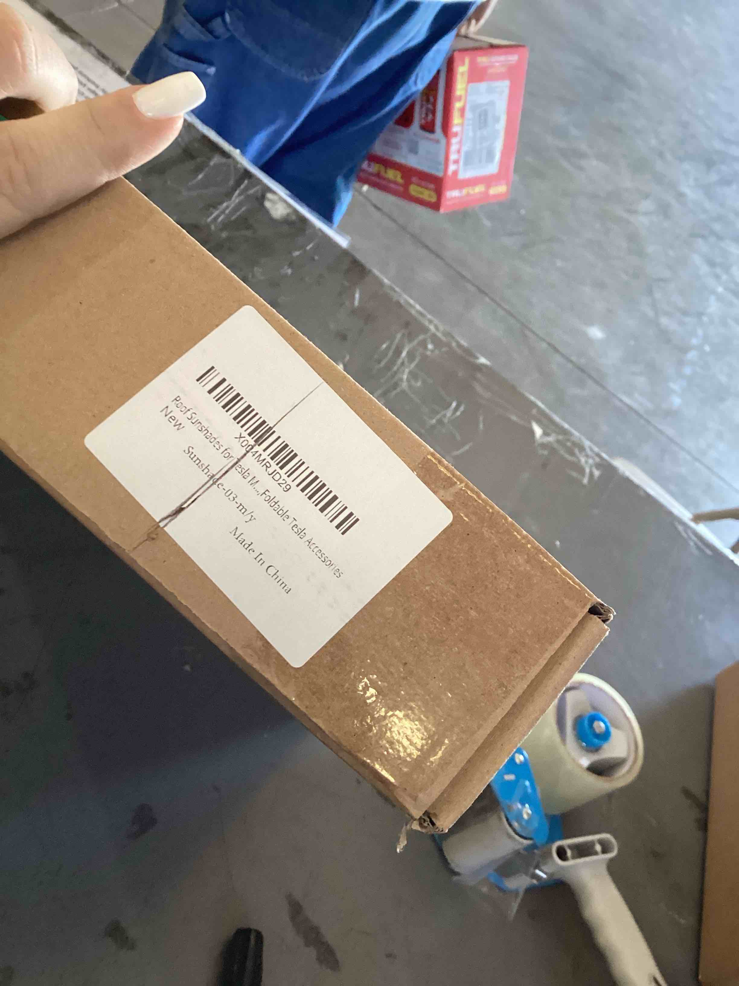 Condition photo showing As Is for Roof Sunshades for Model Y(2021-2024),Heat Insulation Block UV Suede Glass Sunroof Shade,No Sag Nano Ice-Crystal Coatings Glass Sunshade,Foldable Tesla Y Accessories