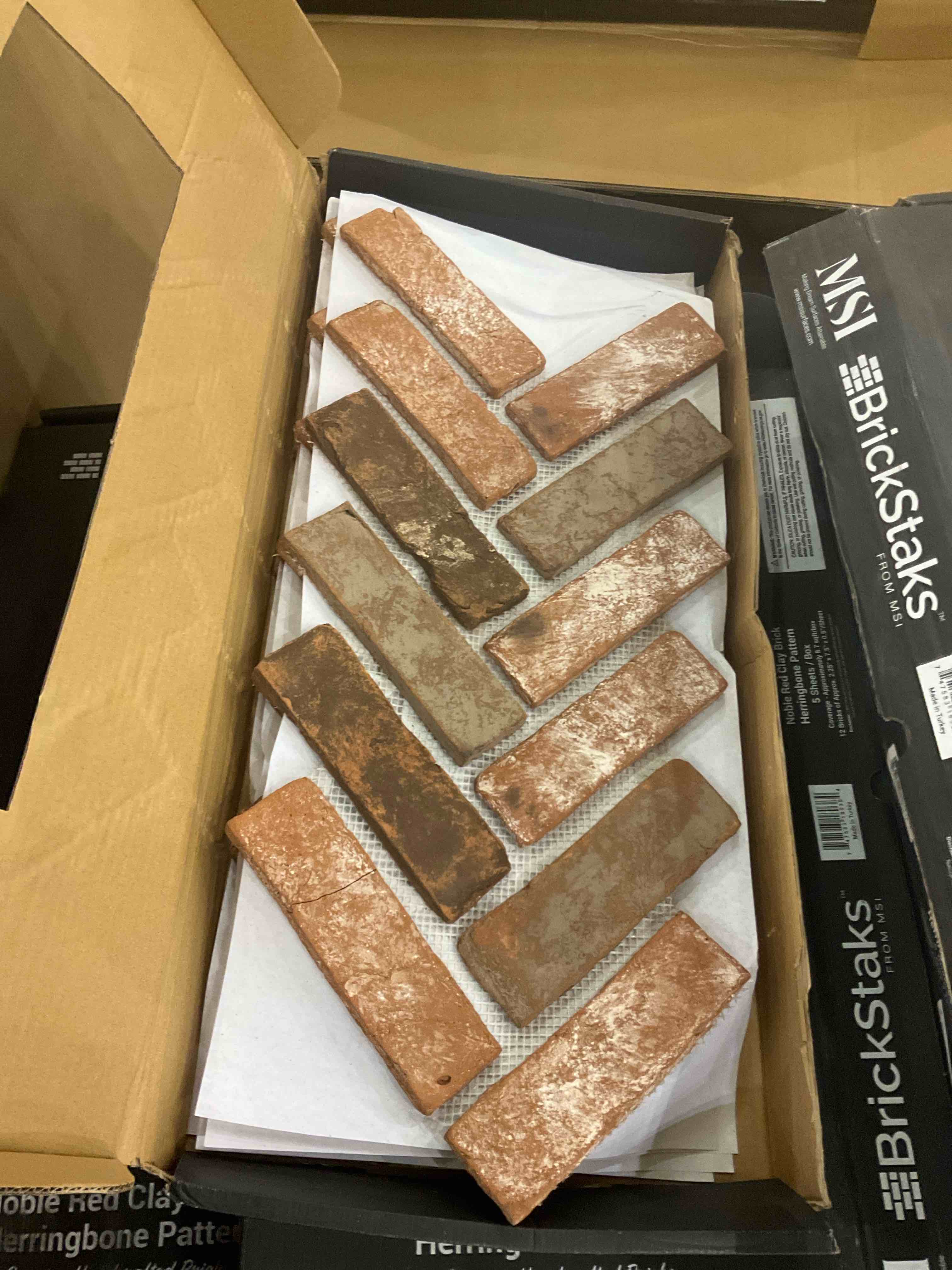 thin brick 5 Sheets / Box Coverage 12 Bricks of Approx. 2.25" x 7.5" x 0.5"/Sheet