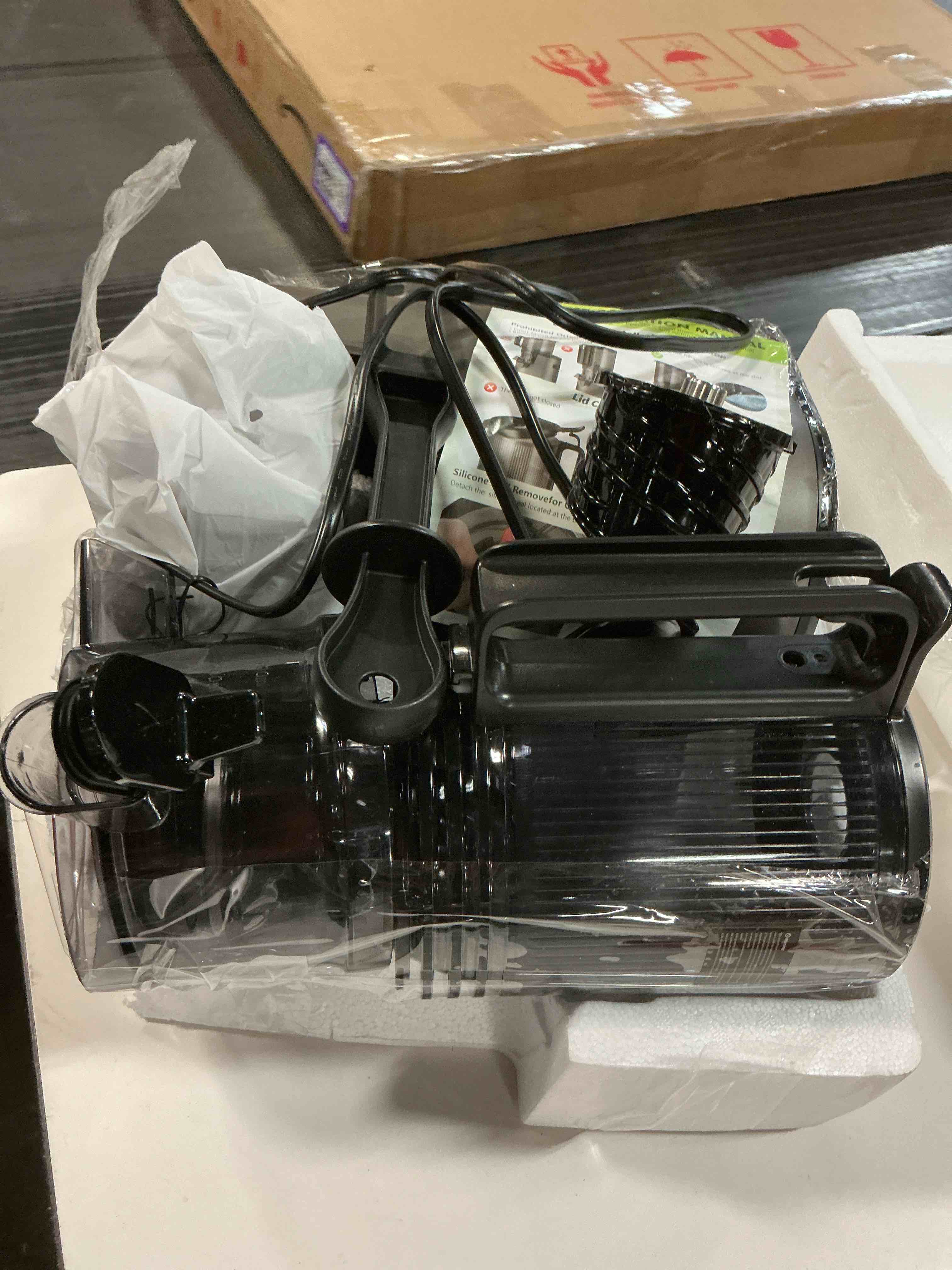 Condition photo showing As Is for Cold Press Juicer, Masticating Juicer with Wide Feed Chute, Slow Juicer Machines Fit Whole Vegetables and Fruits with High Juice Yield, Easy to Clean (Black)