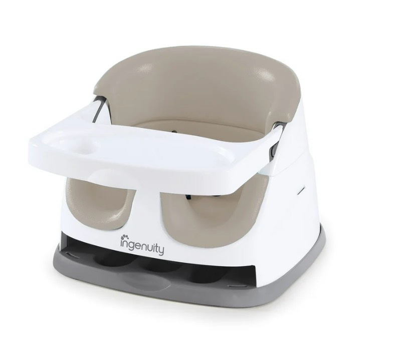 Ingenuity Baby Base 2-in-1 Booster Feeding High Chair and Floor Seat with Self-Storing Tray - Cashmere