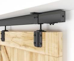 DIYHD 10FT Ceiling Mount Black Sliding Barn Door Hardware, Low Ceiling Compatible, Exterior Box Trac