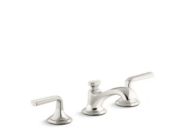 Kallista Script Sink Faucet, Low Spout, Lever Handles - Nickel Silver