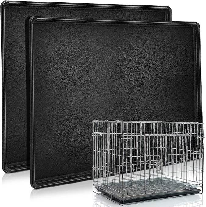 Cunno 2 Pcs Replacement Dog Crate Pan Tray Kennel Bottom Tray Replacement Plastic Bottom Pan for Dog