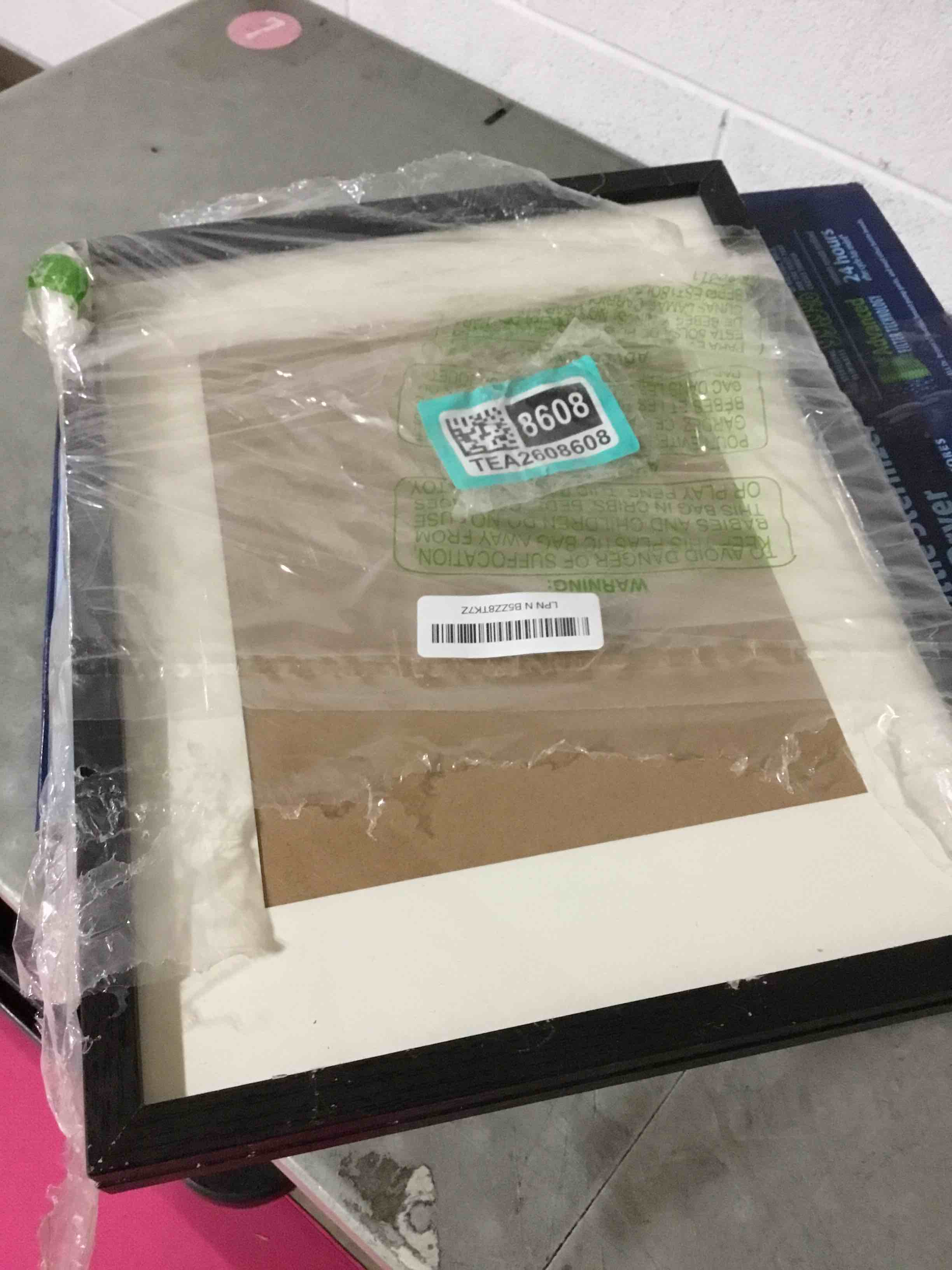 Condition photo showing As Is for Picture Frame11x14 mat to 8x10 set of 2 Black, Minimalist 11x14 Poster Frame, 11\"x14\"Wood Frame, HD Tempered Glass MDF Wood Picture Frames for Wall Art Photo and Prints for Home Decor