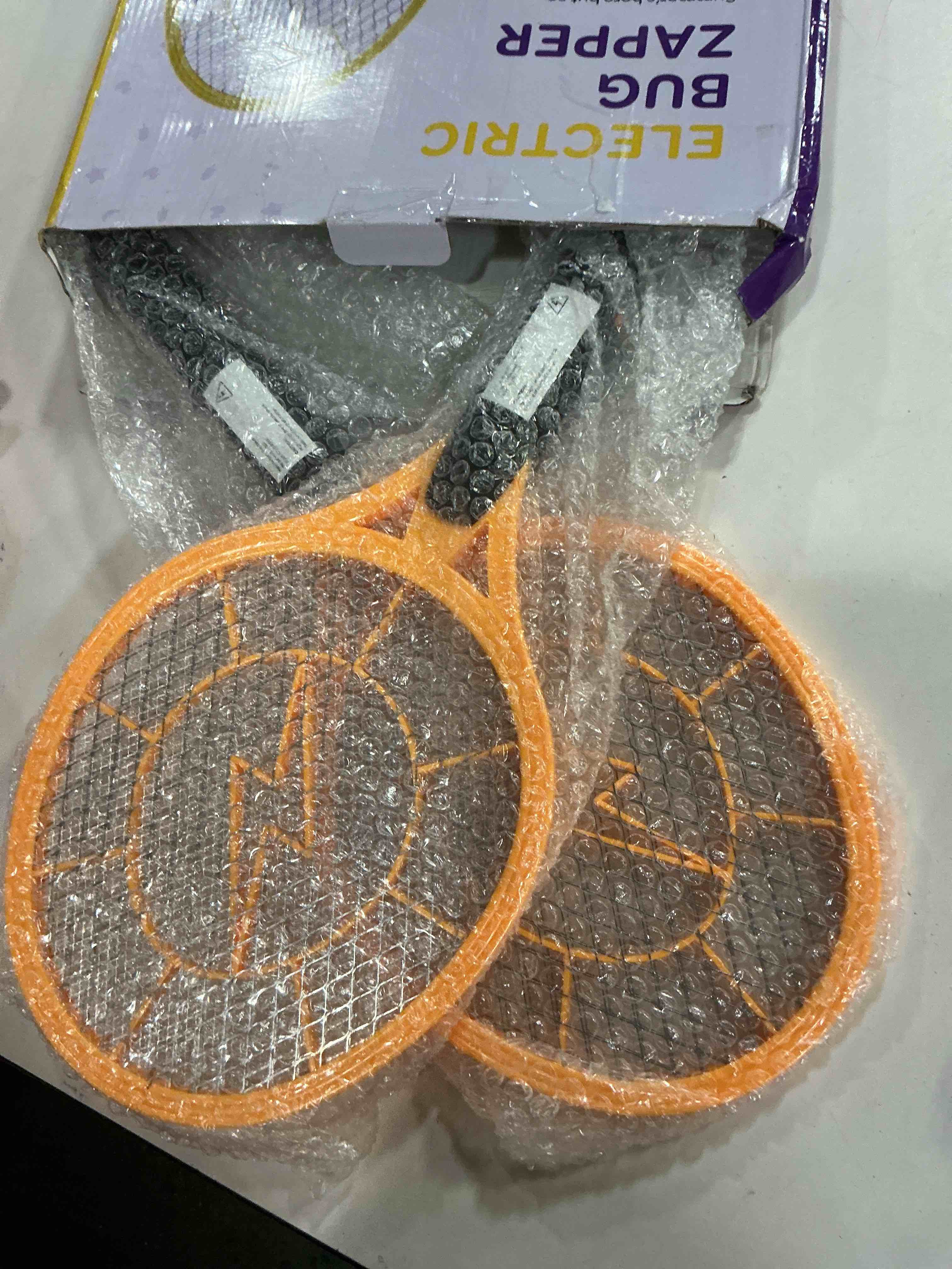 Condition photo showing New/Like New for Electric 4000 Volt Fly Swatter [Set of 2] Handheld Bug Zapper Racket for Indoor/Outdoor - Instant Bug & Mosquito Killer with Attractant LED Light - USB Rechargeable Portable Fly Zapper.
