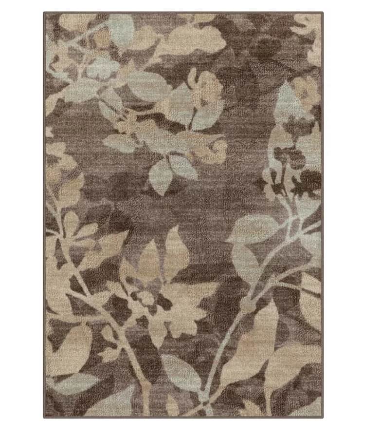 Maples Highland Textured Patchwork Print Area Rugs & Washable Throw Rugs, Brown Floral
