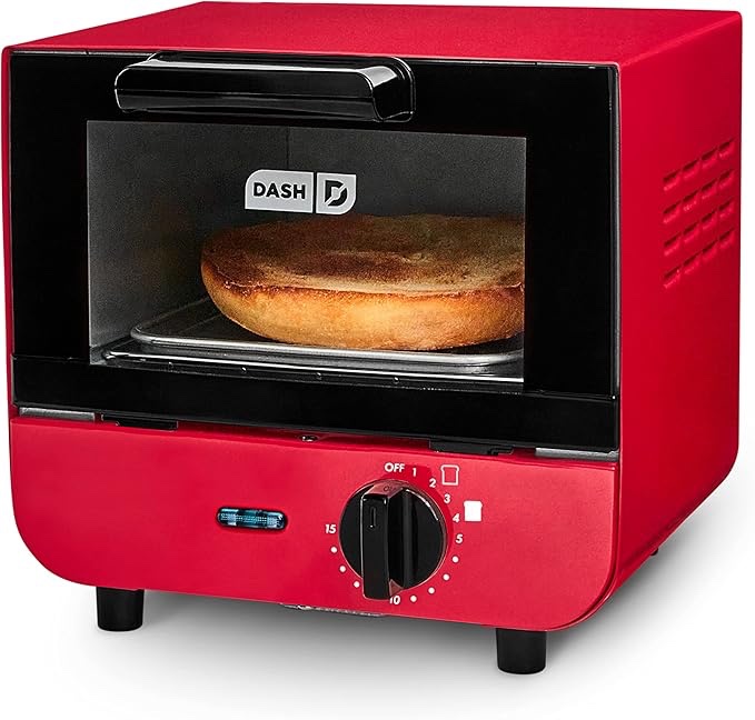 DASH Mini Toaster Oven Cooker for Bread, Bagels, Cookies, Pizza, Paninis & More with Baking Tray, Ra