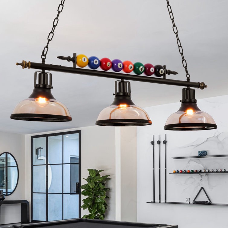 Harriotte 3 - Light Matte Black Pool Table Lights Pendant