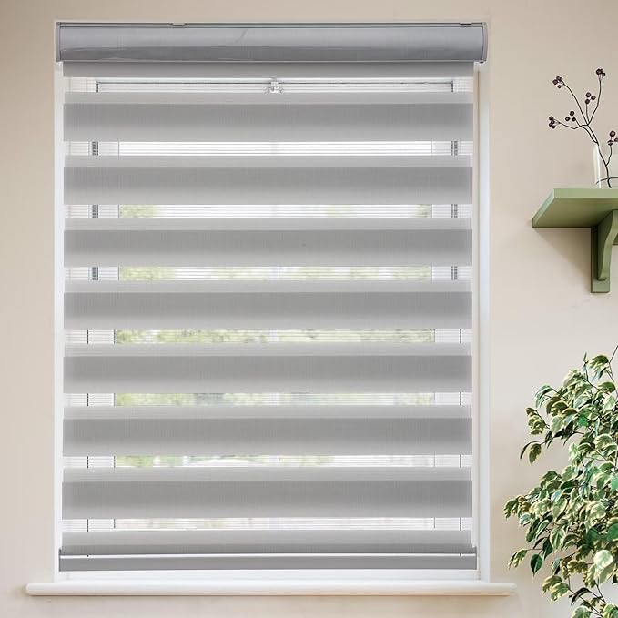 Custom MYshade Zebra Blinds for Windows Dual Layer Roller Shades Cordless,Light Control for Day and Night Window Treatments Privacy Curtains Easy to Install