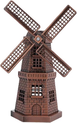 Dutch Windmill Statue, Wood Dutch Windmill Model Red Bronze Mini Handicraft Ornaments for Kids Teens and Adult