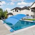 Sunshade Pool Canopy 137.8" × 94.5", UPF50+ Waterproof Cover, Durable Fabric, Fiberglass Frame, Easy to Set Up