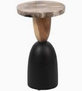 Neutral Modern 20" Petrified Wood Inspired Suar Wood Natural Side Accent Table - 12" x 12" x 20"