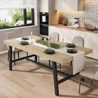 industrial dining table for 6~8 people, 70.87" long rectangle dining table, wooden kitchen table with sturdy metal frame, dinner table, dining room table for kitchen