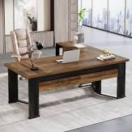 70.86" executive desk and 41.93" mobile lateral file cabinet, l-shaped home office desk 2 - piece set