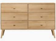 Mid Century Modern Dresser 6 Drawers Light Oak Finish Box 2 Of 2
