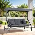 3-seat outdoor patio swing chair with adjustable canopy and steel frame