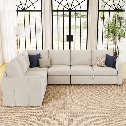 L Shaped Sofa Set Large Velvet Chenille Pullout Sofa Bed Modular Sectional corner only 