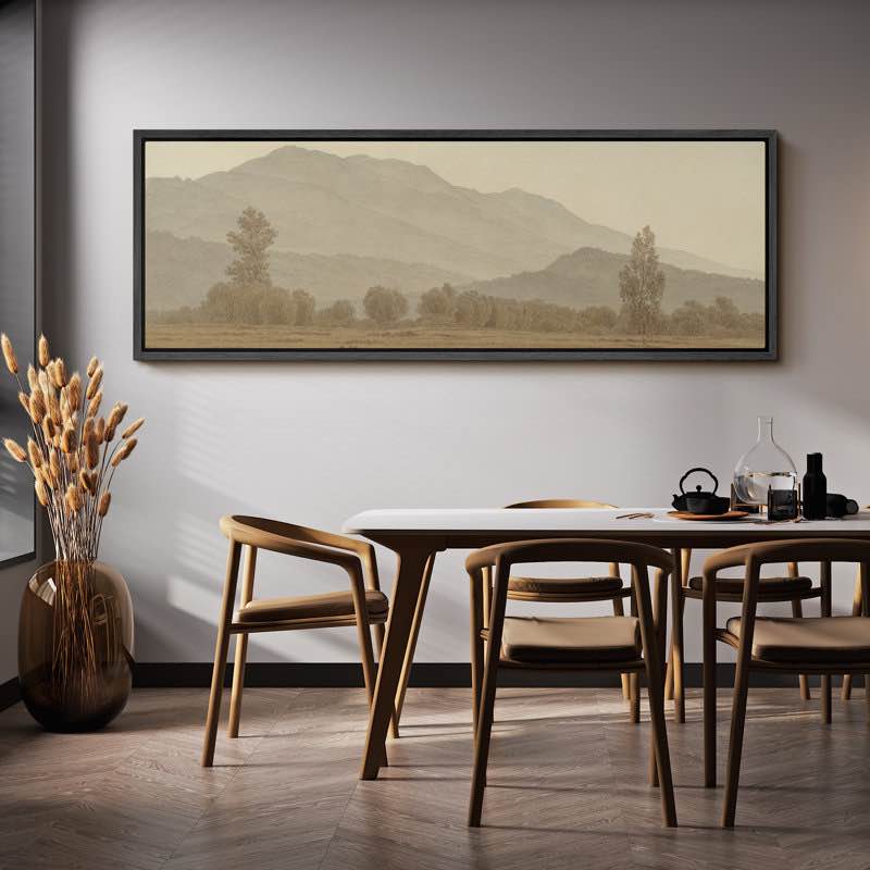 Misty Mountain Landscape Tranquil Nature Scenery Framed On Canvas Print