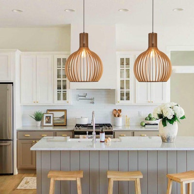 Carlea 1 - Light Wood Dome Pendant