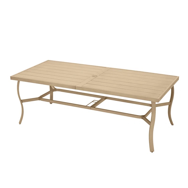 Colby Rectangular Aluminum Outdoor Dining Table With Umbrella Hole