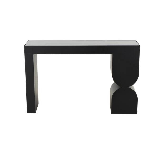 30 in. x 47 in. Black Geometric Rectangle Metal Console Table with Stacked Arched Table Leg
