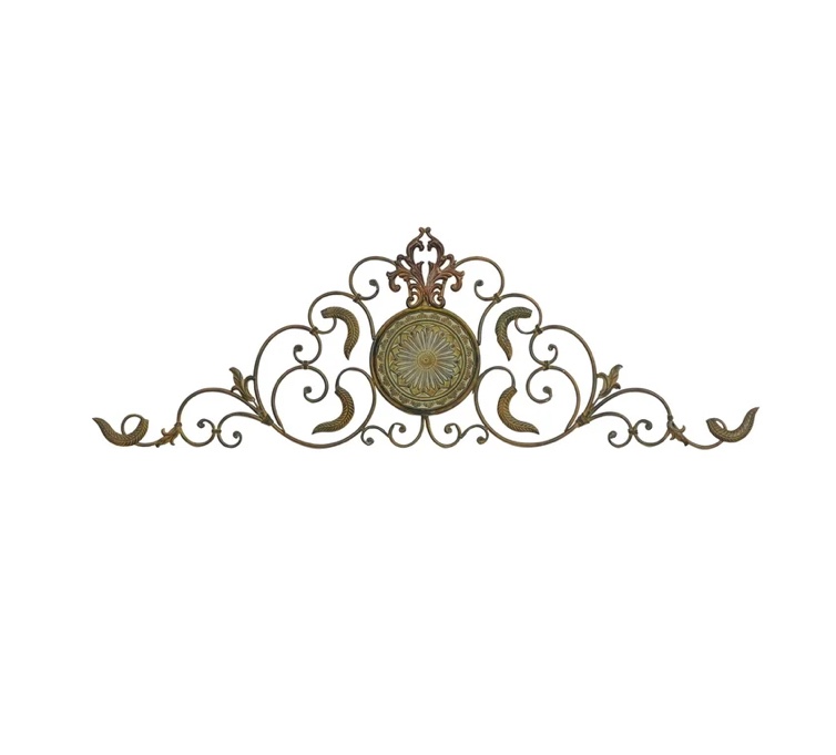 DecMode Gold Metal Scroll Wall Decor with Embossed Details