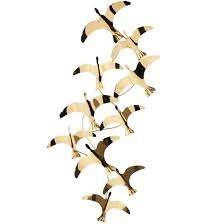 DecMode Gold Stainless Steel Metal Minimalistic Flying Bird Wall Decor
