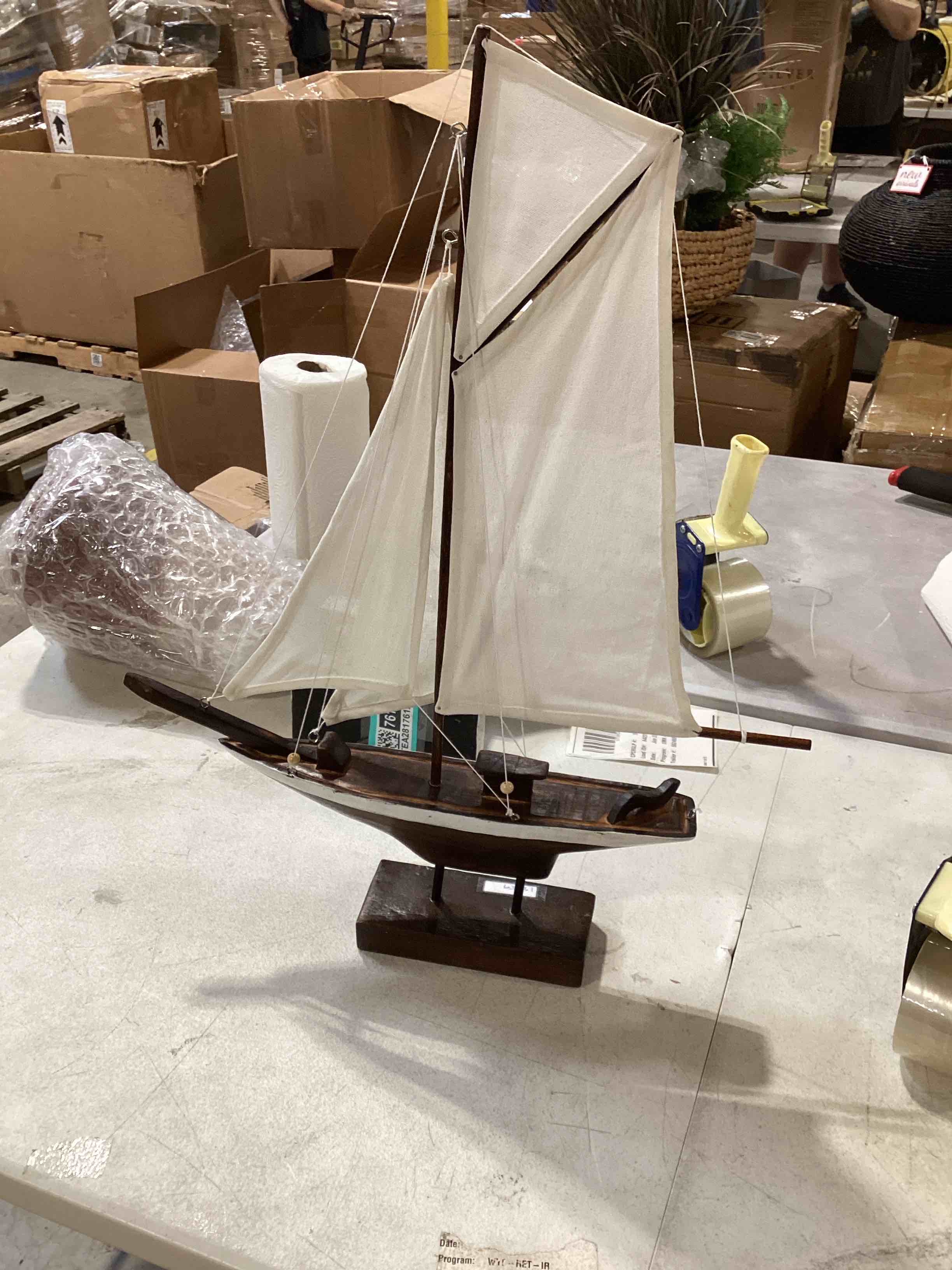 Home Decor Brown and White Boat 