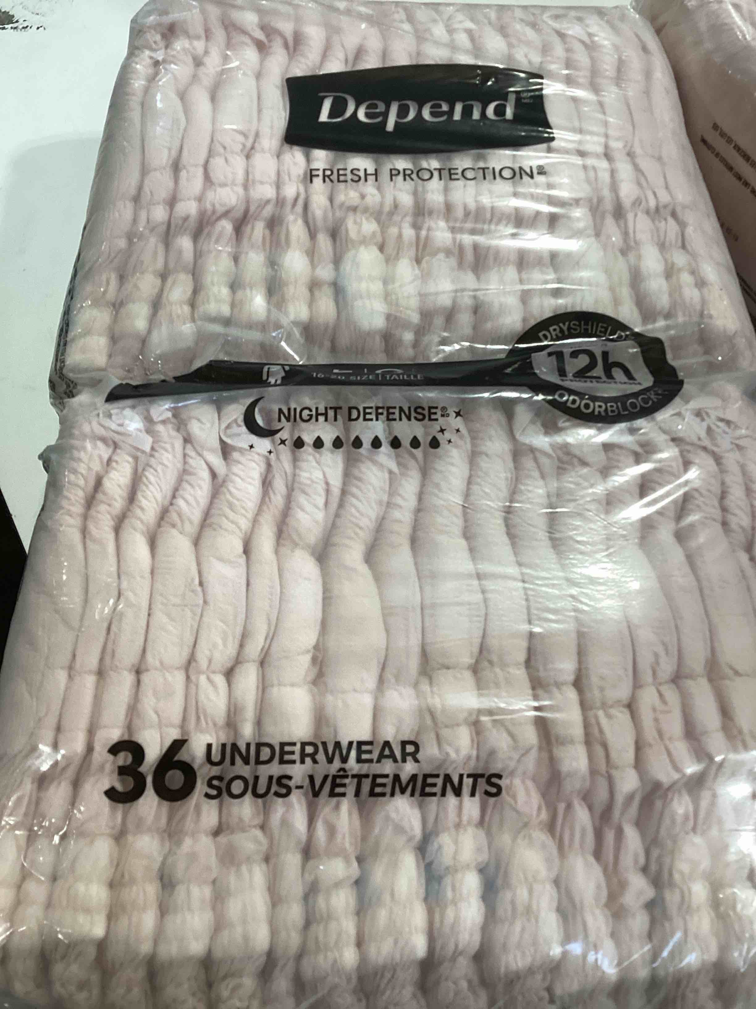 depend large night defense underwear 36 pack