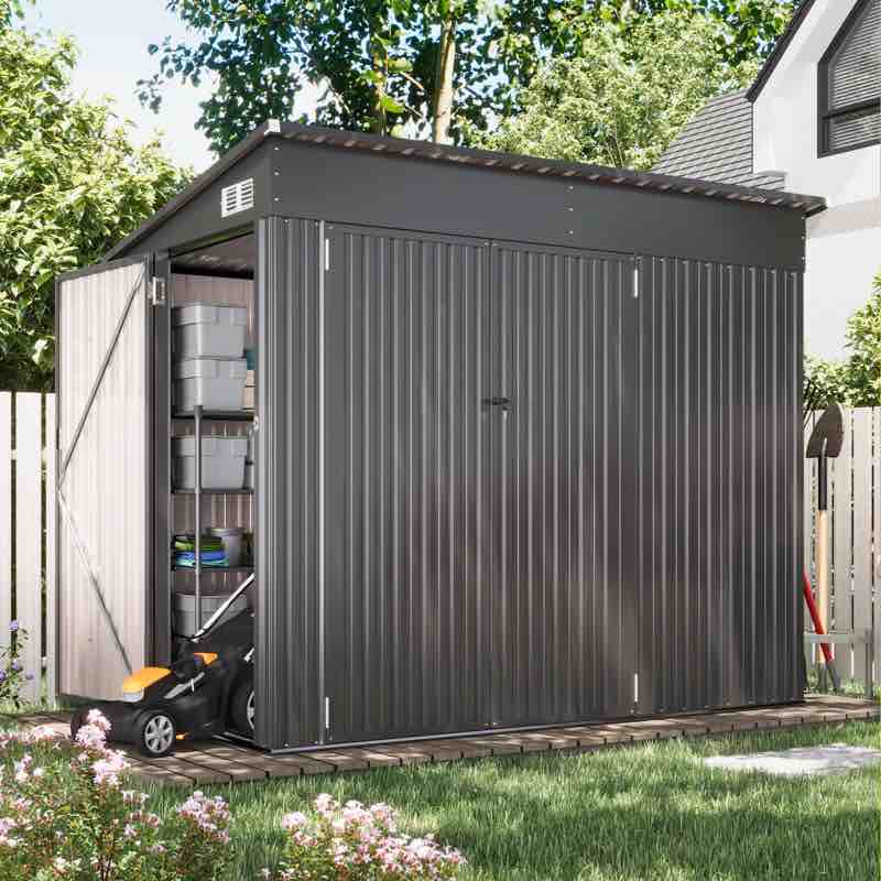 (incomplete) 7 ft. 6 in. w x 3 ft. 8 in. d metal lean-to storage shed