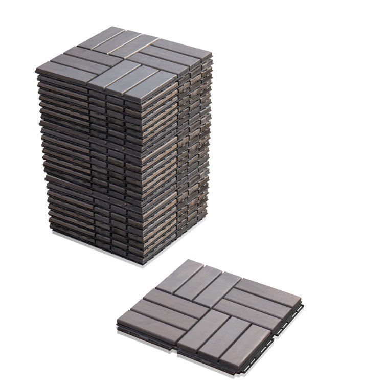 BEEFURNI - 12.1 x 12.1 Wood Interlocking Deck Tiles 