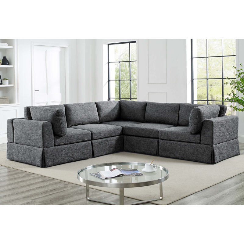 Arnon 104.5" Wide Reversible Modular Corner Sectional Upholstery Color: Gray