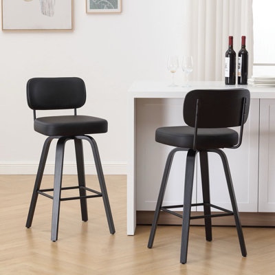 logreira swivel upholstered counter & bar height stool finish: brown, seat height: counter stool (26" seat height), upholstery: black