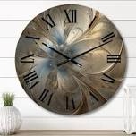 Tender Light Blue Floral Whirling Spiral - Abstract Spirals Oversized Wood Wall Clock