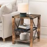 eidelweiss tall end table nightstand with 2 usb ports, 2 power outlets, and 2 storage shelves