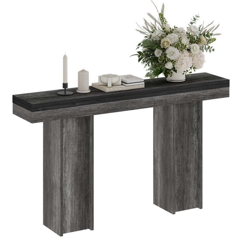 54" Narrow Console Table Sofa Table with Back Hidden Storage