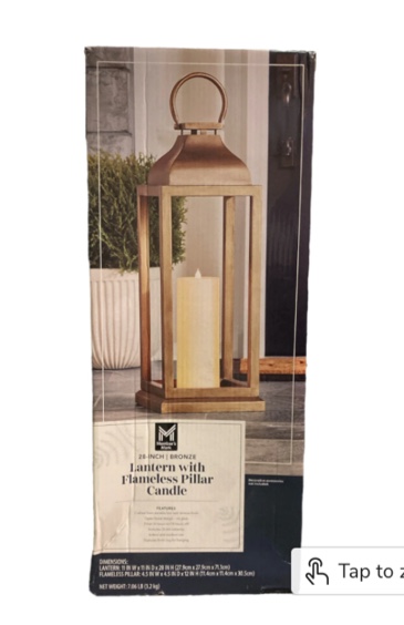  Member's Mark 28" Bronze Iron Lantern with Flameless Plastic Pillar Candle