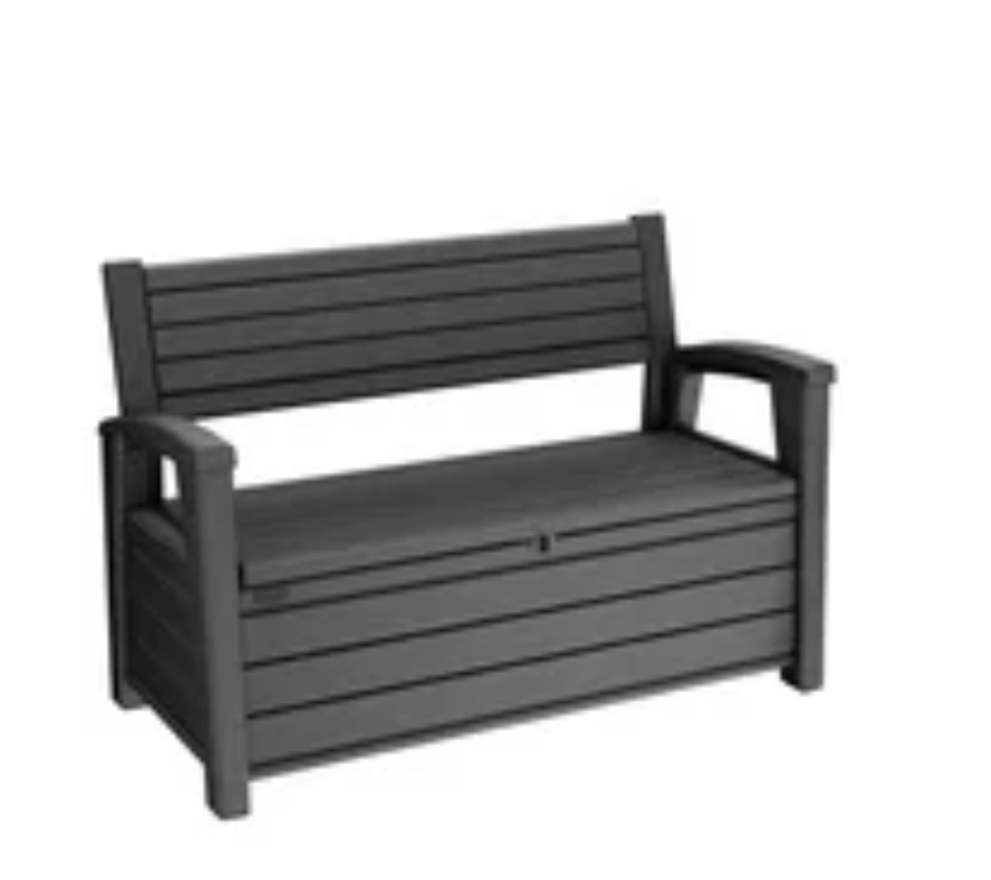  Keter Hudson Plastic Storage Bench, Graphite Gray