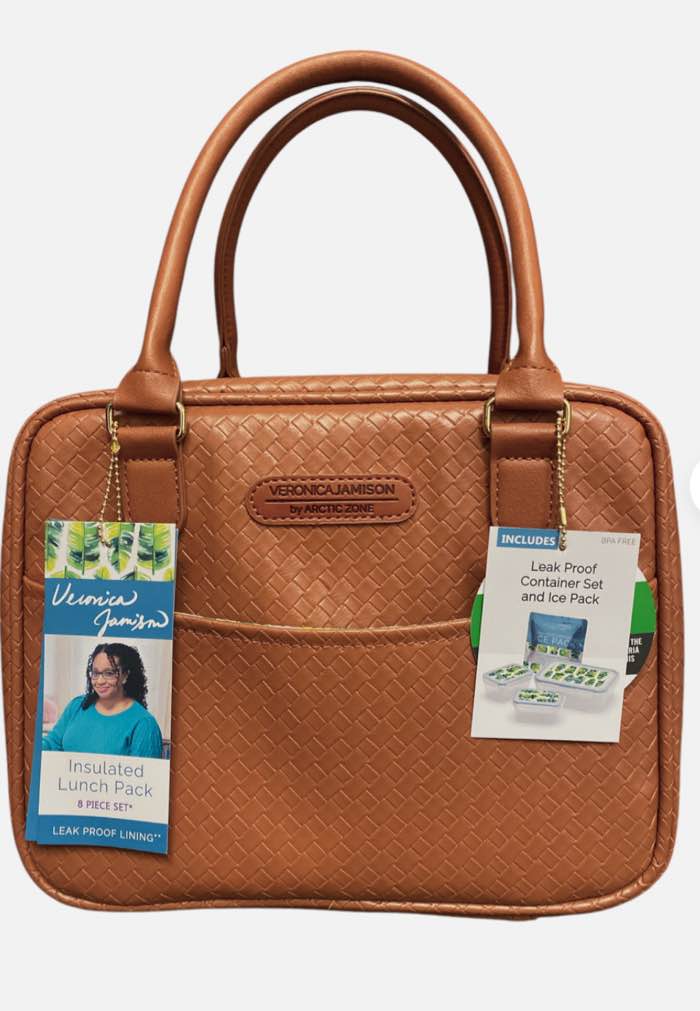  Veronica Jamison by Arctic Zone Faux Leather Lunch Bag with Food Containers