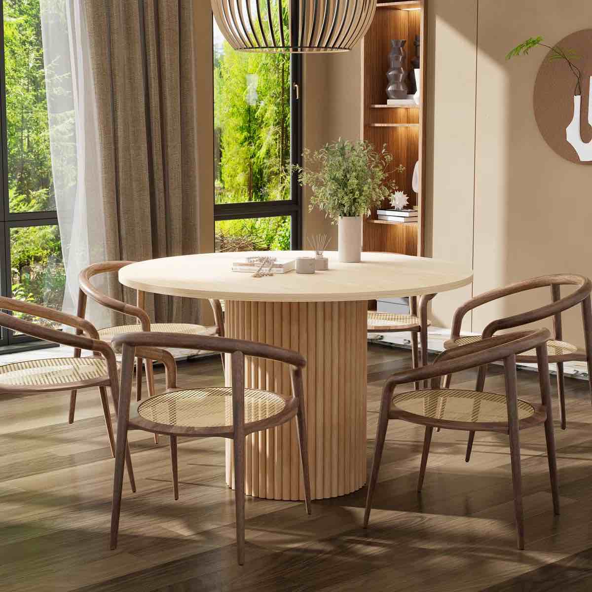 Round Solid Wood Base Dining Table For 1-6(incomplete base only)