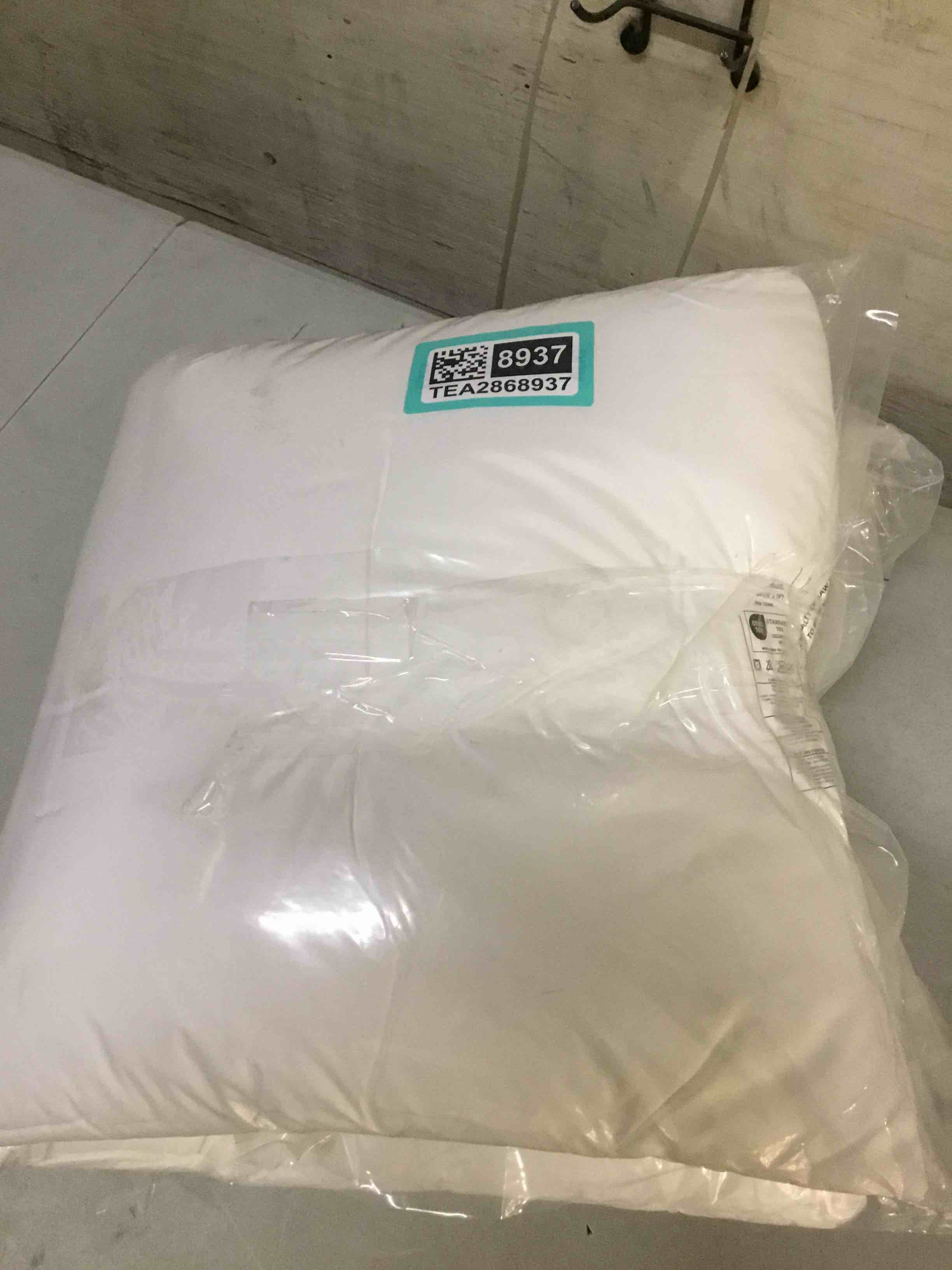 Condition photo showing New/Like New for bedding throw pillows (set of 2 white), 16 x 16 inches pillows for sofa, bed and couch decorative stuffer pillow