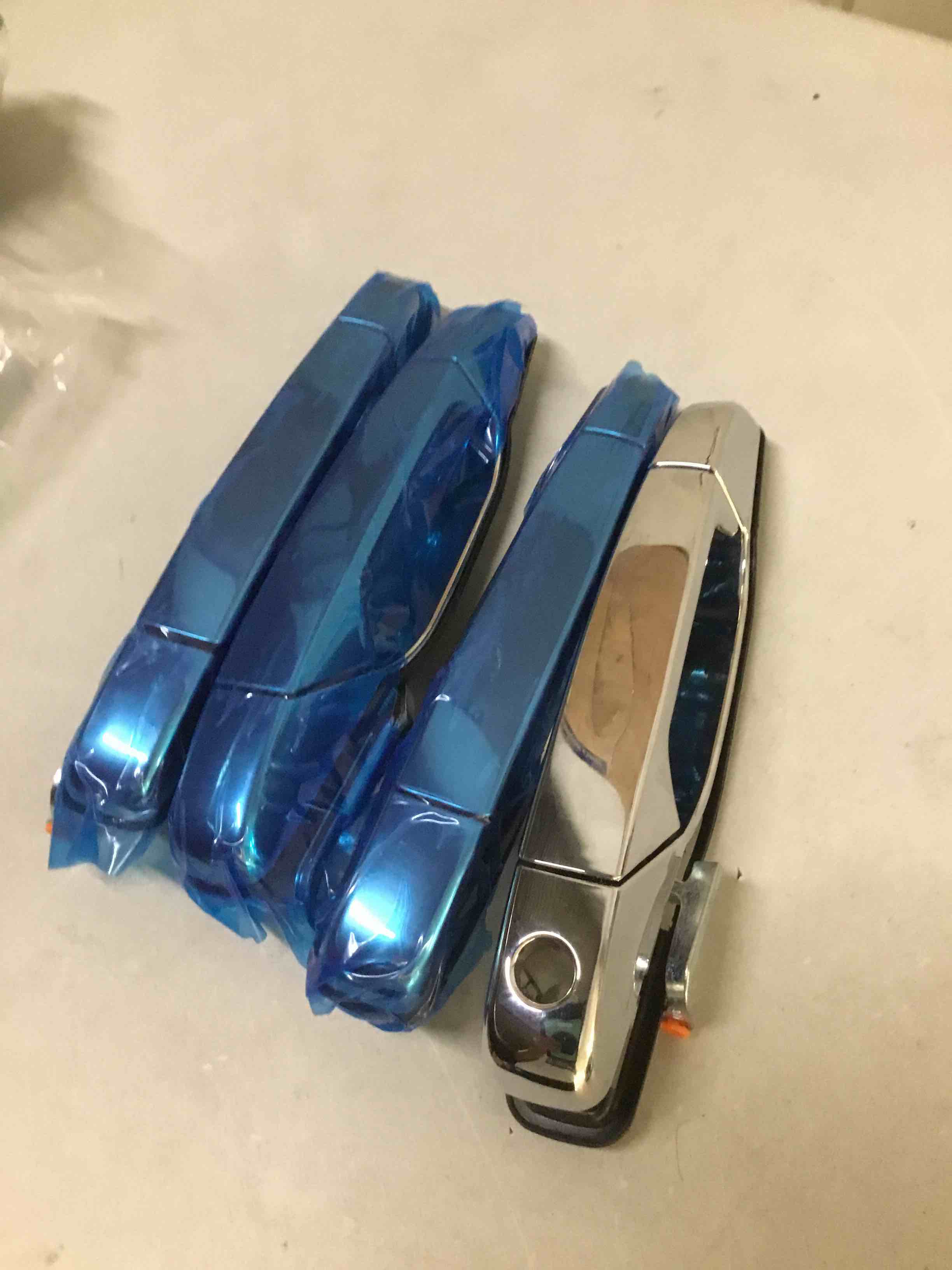 Condition photo showing As Is for exterior chrome door handle fits 2007-2014 escalade sierra yukon silverado | compatible with chevy avalanche suburban, gmc yukon, cadillac escalade, 4pcs, front rear driver & passenger