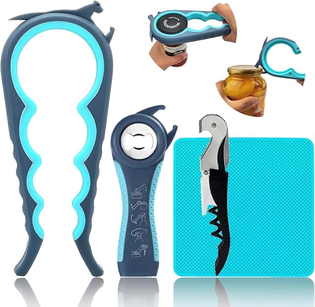 Orderly bottle and jar opener set comes with five pieces