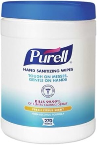 purell bzk (benzalkonium chloride) citrus scent hand sanitizing wipe canister 270 wipes